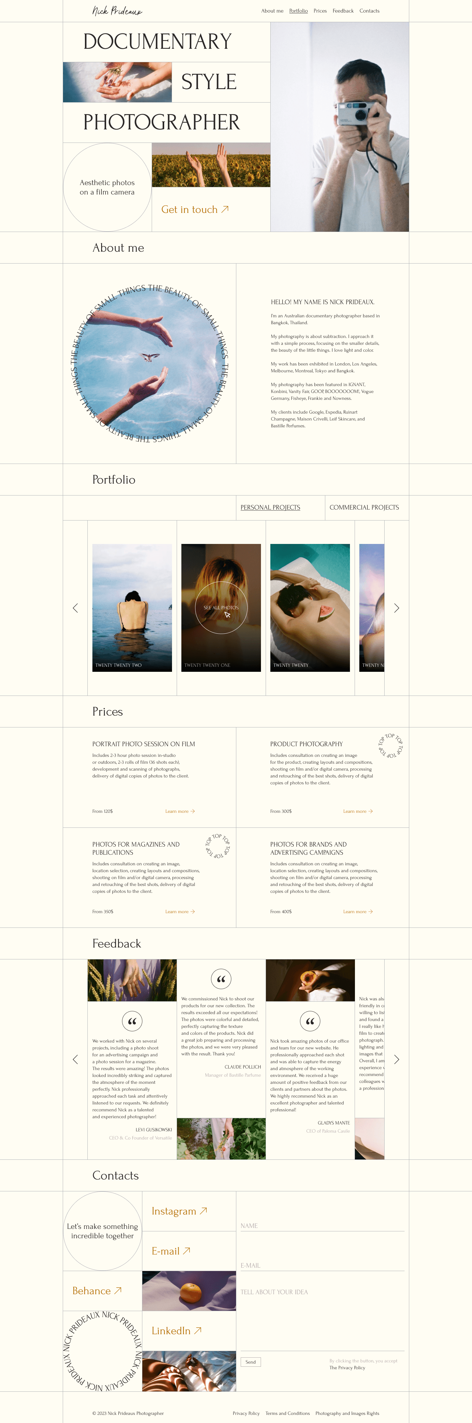 Photographer's Portfolio Landing Page