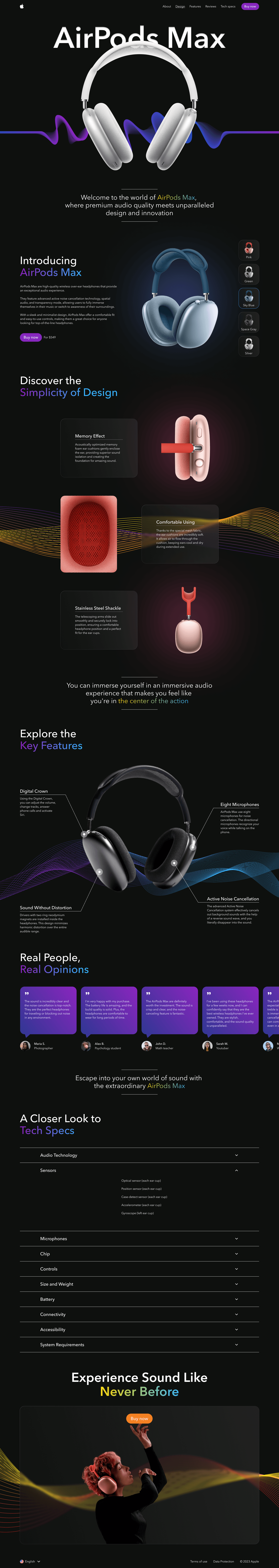 AirPods Max Landing Page